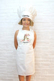 Personalized Kids Apron and hat set - Pony