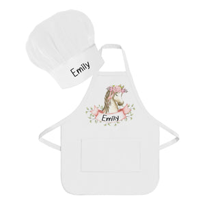 Personalized Kids Apron and hat set - Pony