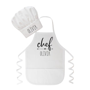 Personalized Kids Apron and hat set - Heart & Arrows